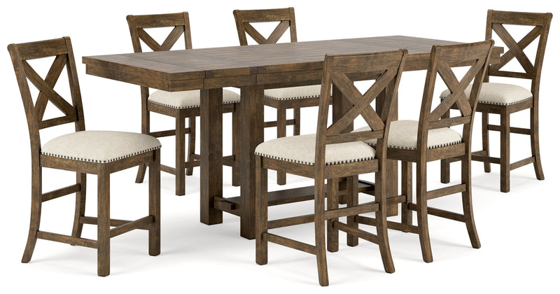 Moriville Counter Height Dining Table and 6 Barstools in Grayish Brown - PKG014920