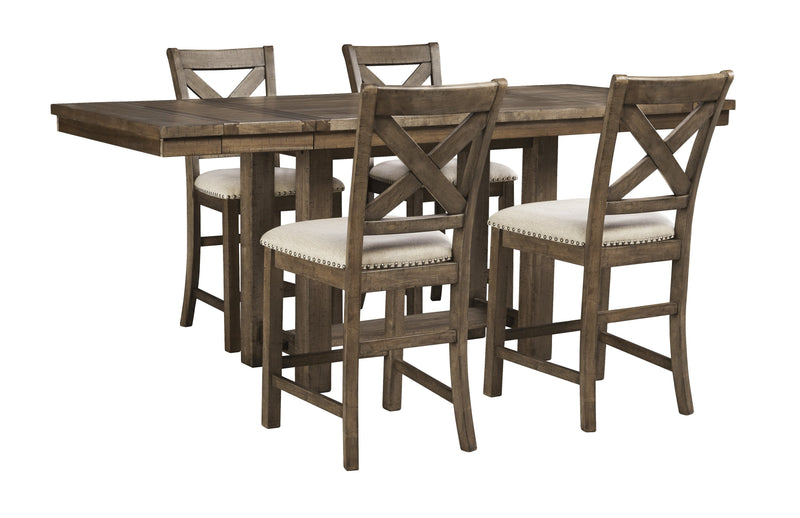 Moriville Grayish Brown Counter Height Set - Lara FurnitureCounter Height Set