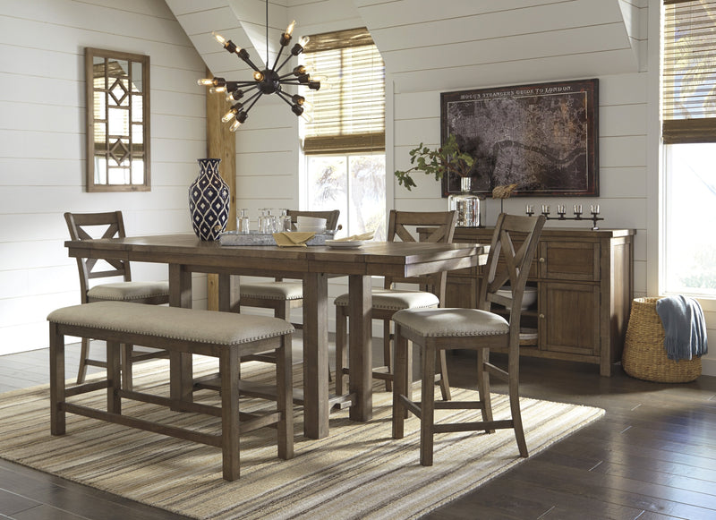 Moriville Grayish Brown Counter Height Set - Lara FurnitureCounter Height Set