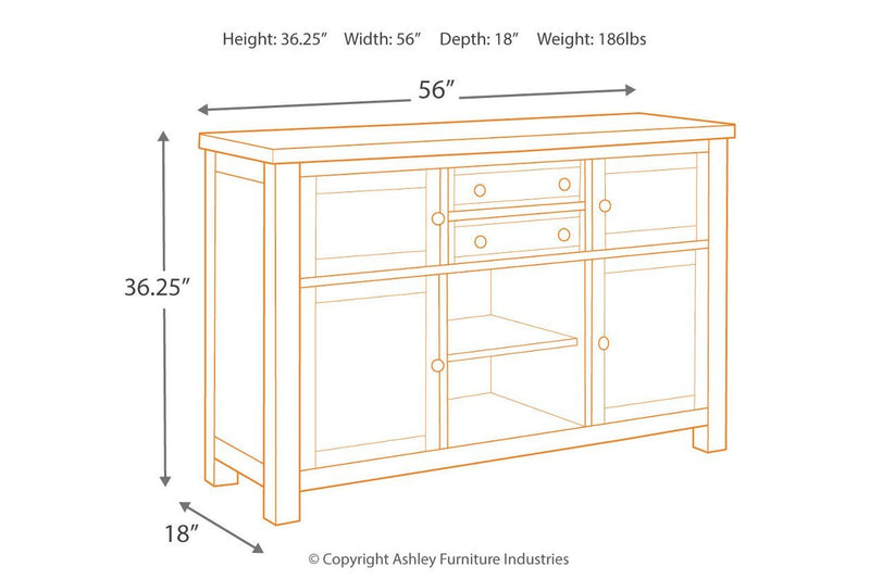 Moriville Grayish Brown Dining Server - Lara FurnitureCabinet