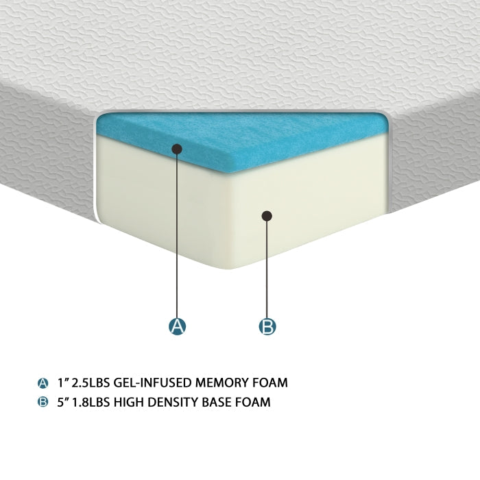 MT-G06T 6" Twin Gel-Infused Memory Foam Mattress - MT-G06T