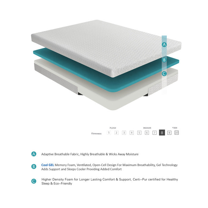 MT-G08F 8" Full Gel-Infused Memory Foam Mattress - MT-G08F