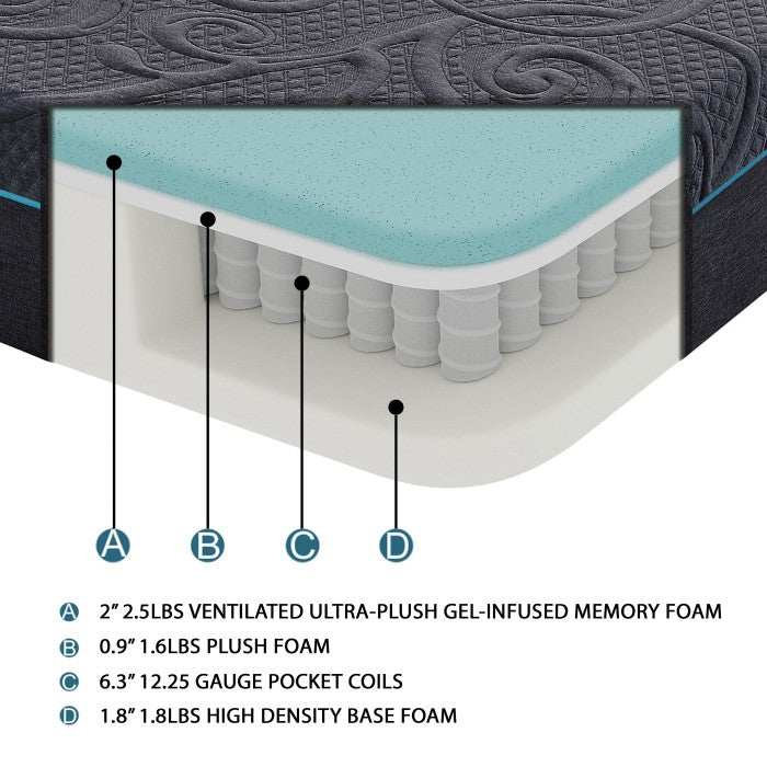 MT-H11ET*2 11" Split Eastern King Gel-Infused Memory Foam Hybrid Mattress(2-Piece) - MT-H11ET*2