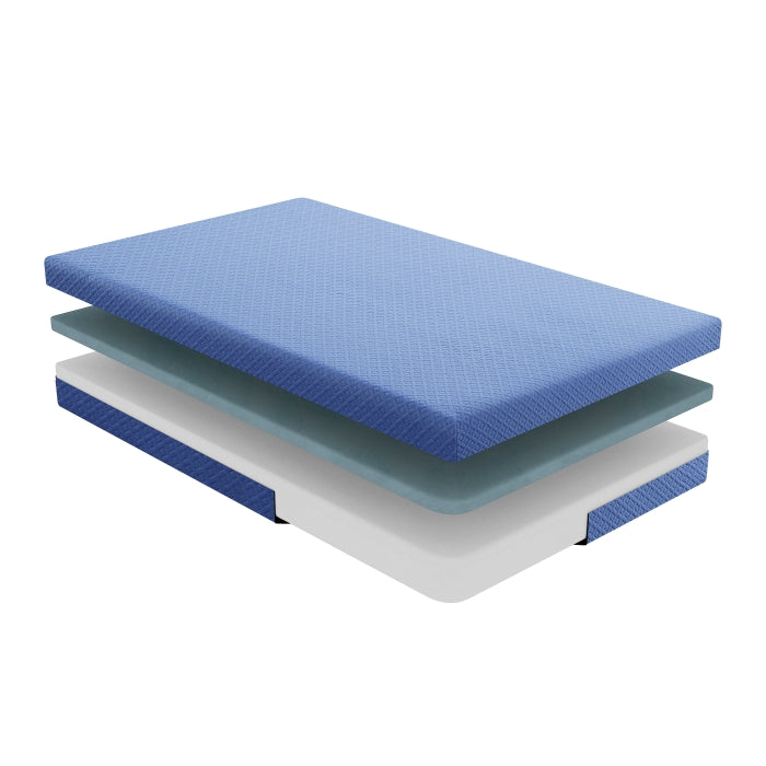 MT-PG07BLT 7" Blue Twin Gel-Infused Memory Foam Mattress and Pillow Set - MT-PG07BLT