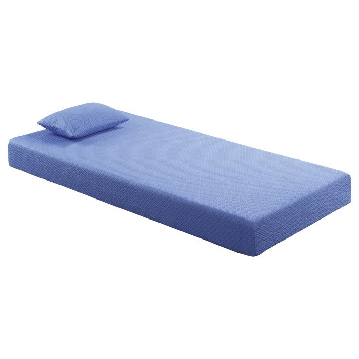 MT-PG07BLT 7" Blue Twin Gel-Infused Memory Foam Mattress and Pillow Set - MT-PG07BLT