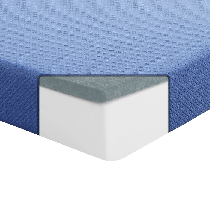 MT-PG07BLT 7" Blue Twin Gel-Infused Memory Foam Mattress and Pillow Set - MT-PG07BLT