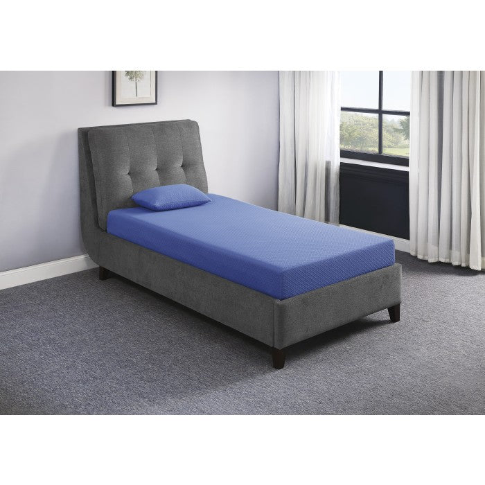 MT-PG07BLT 7" Blue Twin Gel-Infused Memory Foam Mattress and Pillow Set - MT-PG07BLT