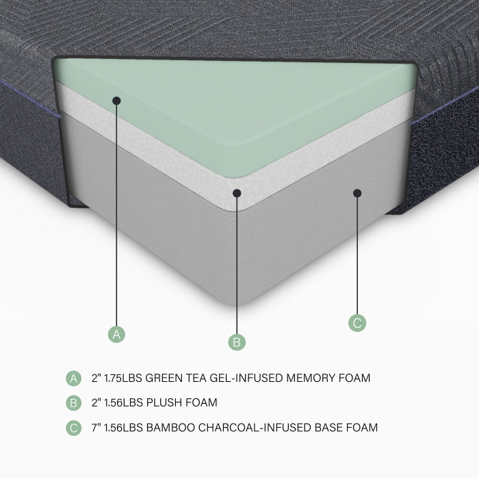 MT-UNG11EK 11" Eastern King Green Tea Gel-Infused Memory Foam Mattress - MT-UNG11EK