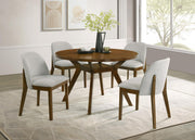 Mueller 5-piece 48-inch Round Dining Set Brown and Beige - 193580-S5