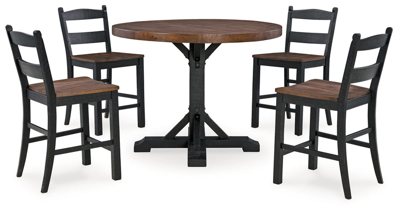 Multi Valebeck Counter Height Dining Table and 4 Barstools - PKG016051
