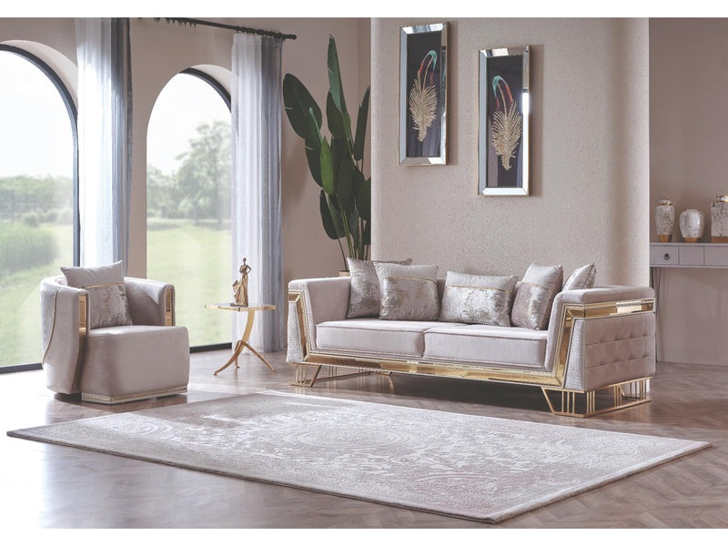Munich 3-pieces (Sofa & Loveseat & Chair) Livingroom Set Cream in Cream - 101-MUN-TRK276-321