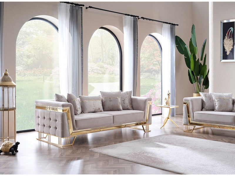 Munich 3-pieces (Sofa & Loveseat & Chair) Livingroom Set Cream in Cream - 101-MUN-TRK276-321