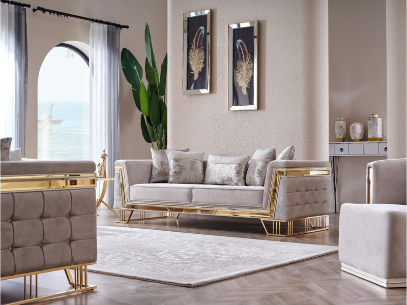 Munich 3-pieces (Sofa & Loveseat & Chair) Livingroom Set Cream in Cream - 101-MUN-TRK276-321