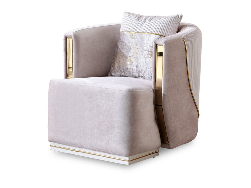 Munich 3-pieces (Sofa & Loveseat & Chair) Livingroom Set Cream in Cream - 101-MUN-TRK276-321