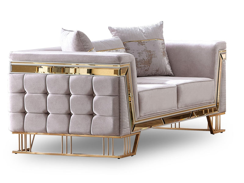 Munich Stationary Loveseat Cream in Cream - 101-MUN-TRK276-2
