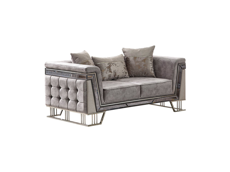 Munich Stationary Loveseat Grey in Grey - 101-MUN-TRK375-2