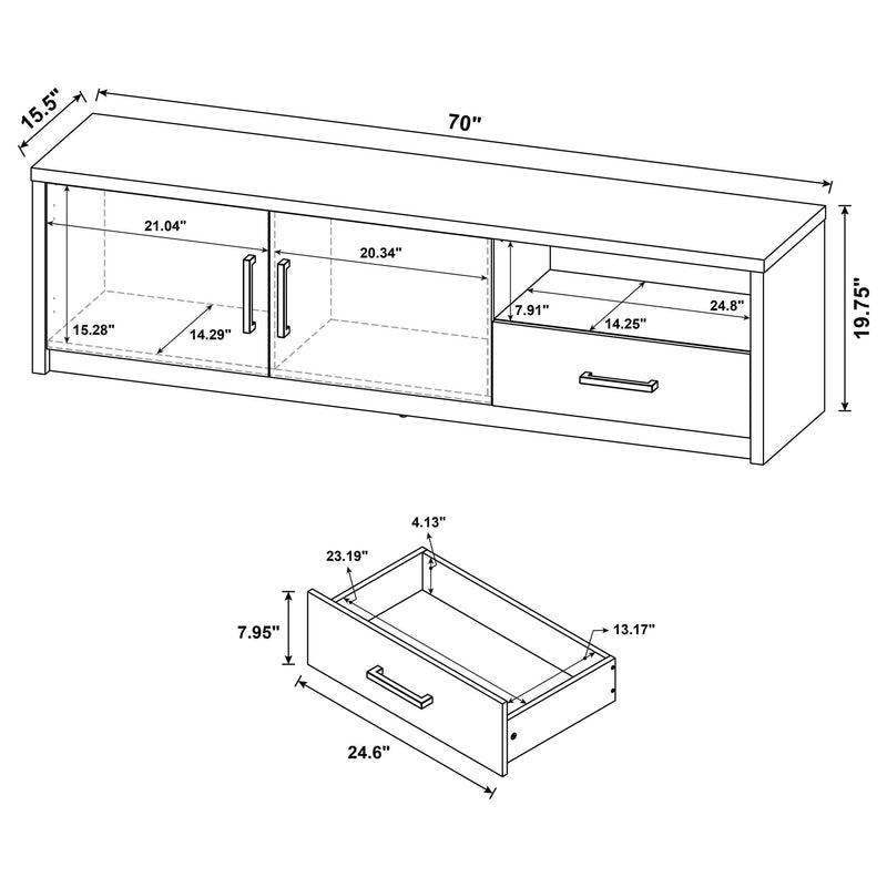 Murray 70-inch 2-door TV Stand Media Console Black - 706213