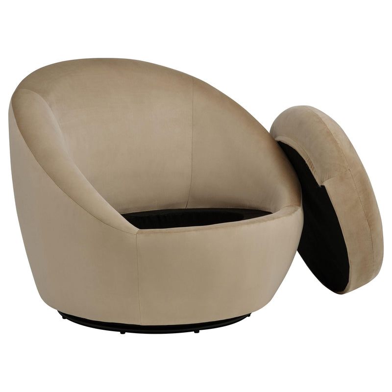 Myernick Velvet Upholstered Swivel Accent Chair Camel - 903228