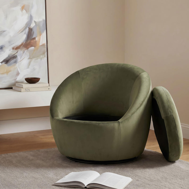 Myernick Velvet Upholstered Swivel Accent Chair Olive - 903229