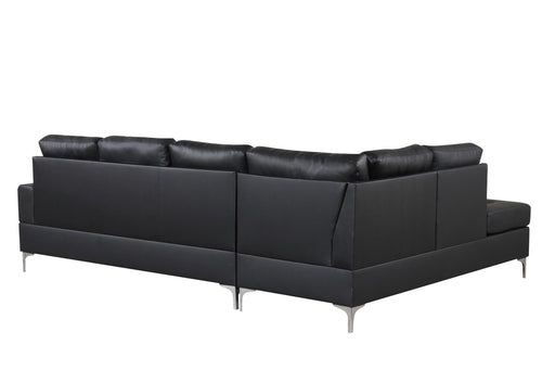 Myers - 2 PC Black Sectional with Storage Ottoman, Metal Legs - S560-Sectional & O-Black-Metal Legs