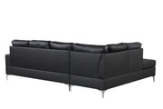 Myers - 2 PC Reversible Black Sectional with Drop-Down Table, Cup Holder, Metal Legs - S560-Sectional-Black-Metal Legs