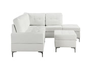 Myers - 2 PC Reversible White Sectional with Drop-Down Table, Cup Holder, Metal Legs - S561-Sectional-White-Metal Legs