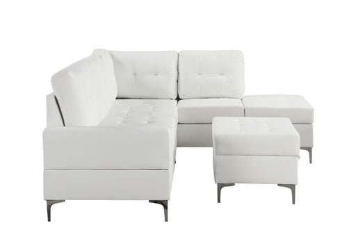 Myers - 2 PC Reversible White Sectional with Drop-Down Table, Cup Holder, Metal Legs - S561-Sectional-White-Metal Legs