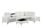 Myers - White Storage Ottoman with Metal Legs - S561-O-White-Metal Legs