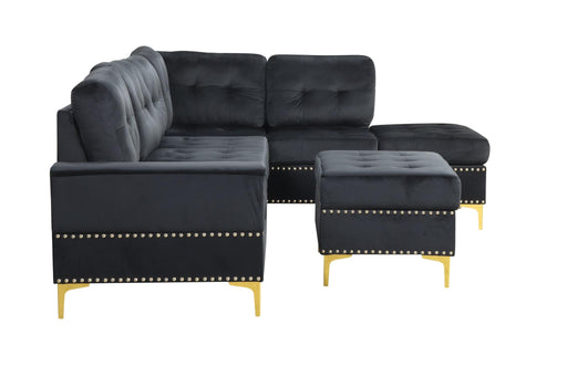 Naples - Black Velvet Storage Ottoman with Gold Legs - S562-O
