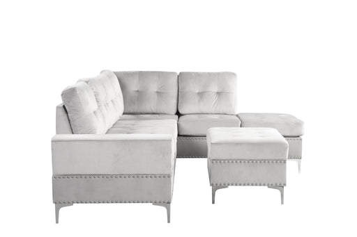 Naples - Silver Velvet Storage Ottoman with Chromee Legs - S563-O