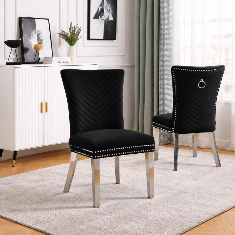 Napoli - Upholstered Velvet Chair with Chrome Nailhead Trim 2PC/CTN - D170-C