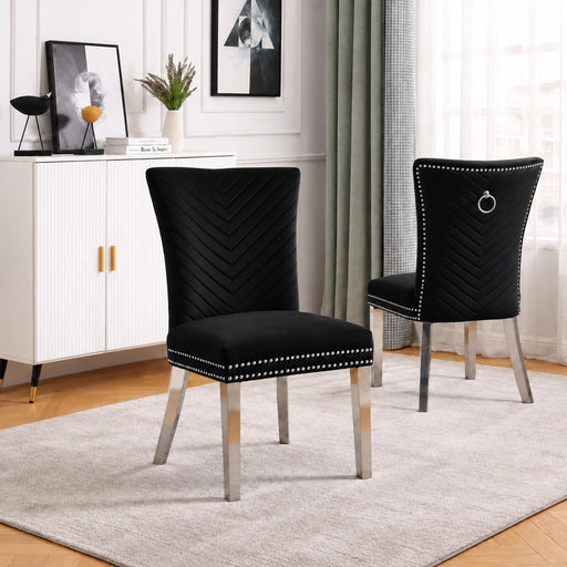 Napoli - Upholstered Velvet Chair with Chrome Nailhead Trim 2PC/CTN - D170-C