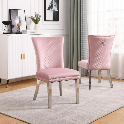 Napoli - Upholstered Velvet Chair with Chrome Nailhead Trim 2PC/CTN - D173-C