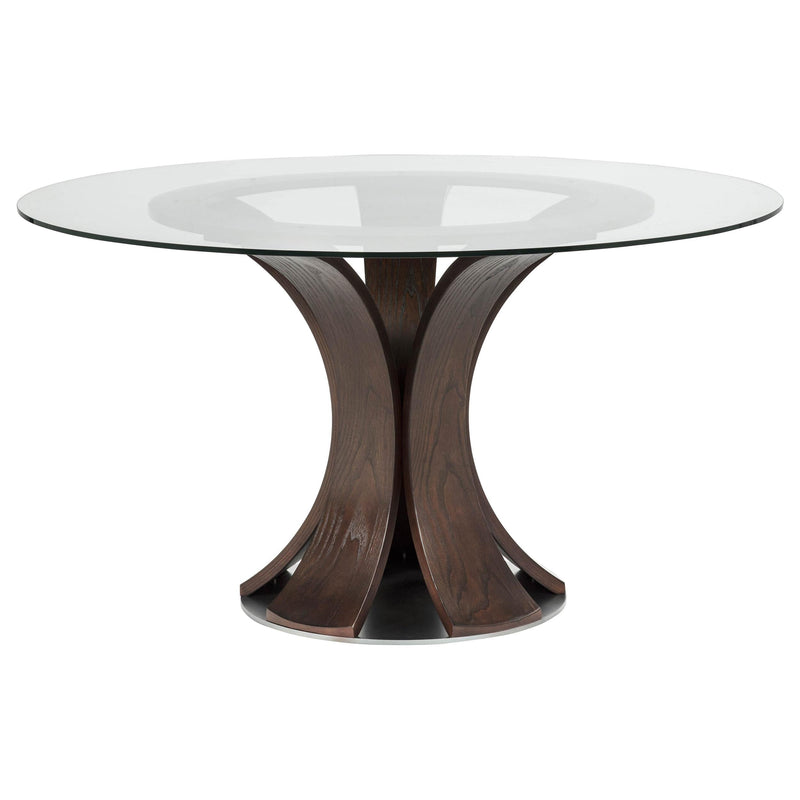 Naser 48-inch Round Glass Top Dining Table Dark Walnut - 115480DWA