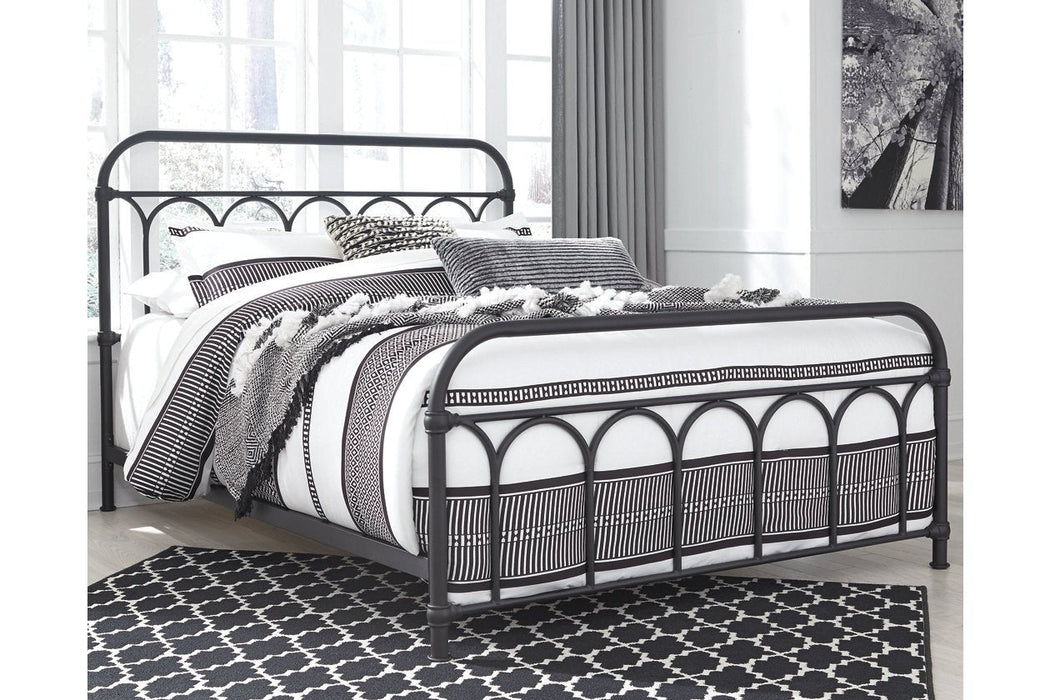 Nashburg Black Queen Metal Bed - Gate FurnitureQueen Bed