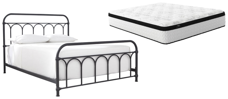 Nashburg Queen Metal Bed with Mattress in Black from Ashley - Lara Furniture