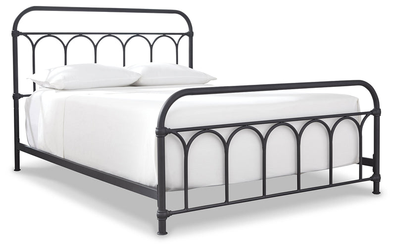 Nashburg Queen Metal Bed with Mattress in Black from Ashley - Lara Furniture