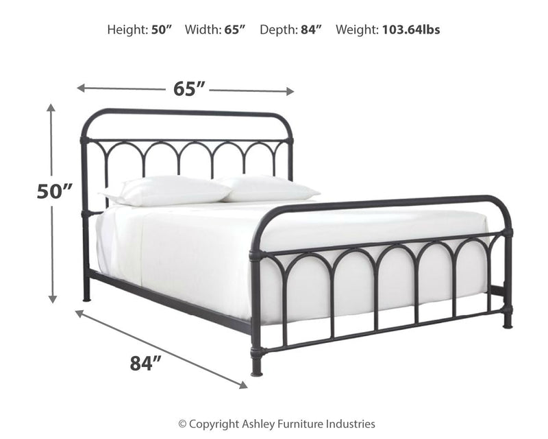 Nashburg Queen Metal Bed with Mattress in Black from Ashley - Lara Furniture