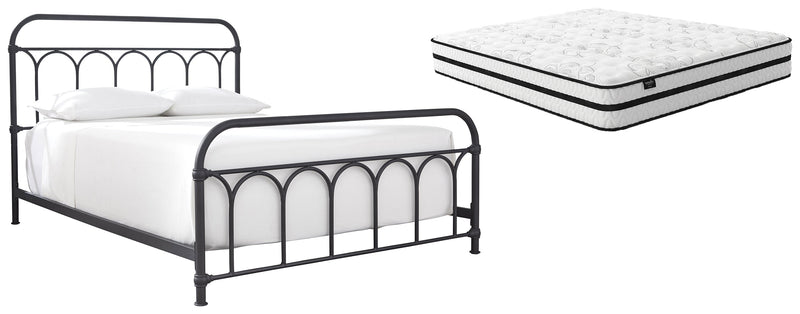 Nashburg Queen Metal Bed with Mattress in Black from Ashley - Lara Furniture