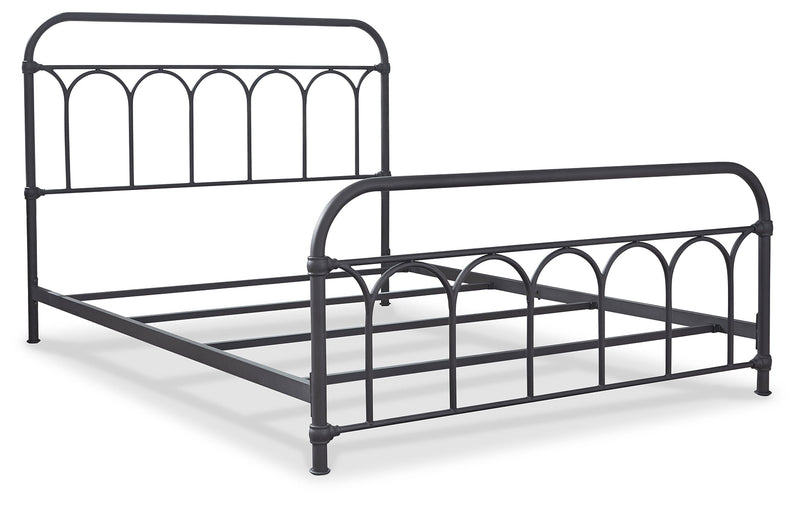 Nashburg Queen Metal Bed with Mattress in Black from Ashley - Lara Furniture
