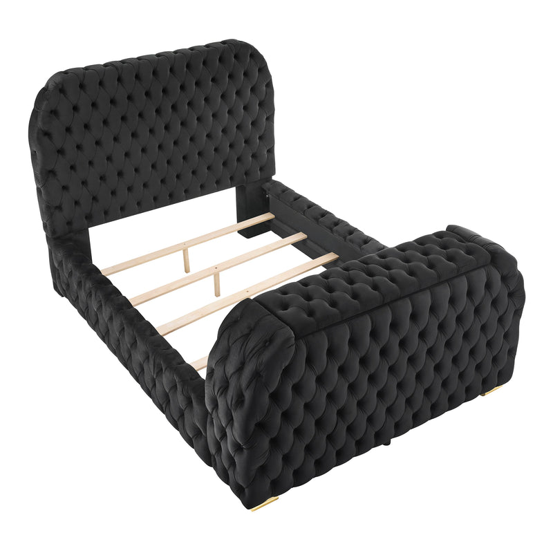 Natalia Black Upholstered Bedroom Set with TV Lift - Lara FurnitureBedroom Set