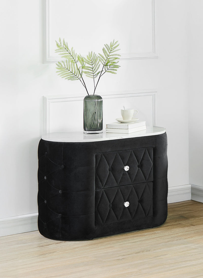 Natalia Black Upholstered Bedroom Set with TV Lift - Lara FurnitureBedroom Set