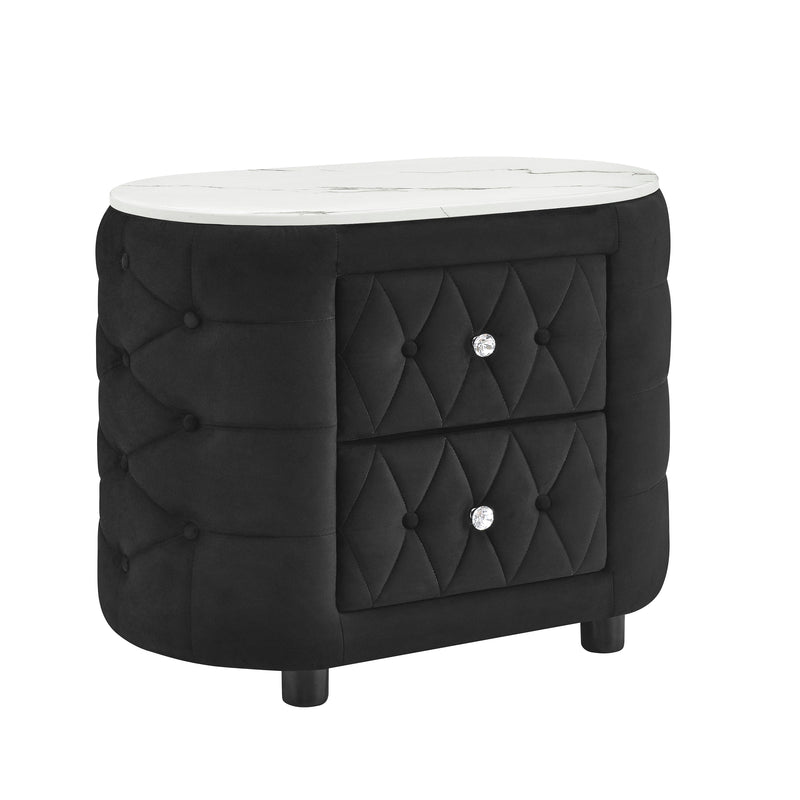 Natalia Black Upholstered Bedroom Set with TV Lift - Lara FurnitureBedroom Set