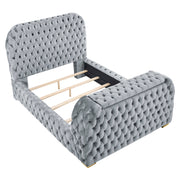 Natalia Gray King Upholstered Fireplace Bed with TV Lift - Lara FurnitureKing Bed