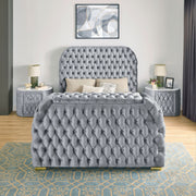 Natalia Gray Queen Upholstered Fireplace Bed with TV Lift - Lara FurnitureQueen Bed