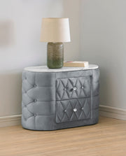 Natalia Gray Upholstered Bedroom Set with TV Lift - Lara FurnitureBedroom Set