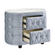 Natalia Gray Upholstered Bedroom Set with TV Lift - Lara FurnitureBedroom Set
