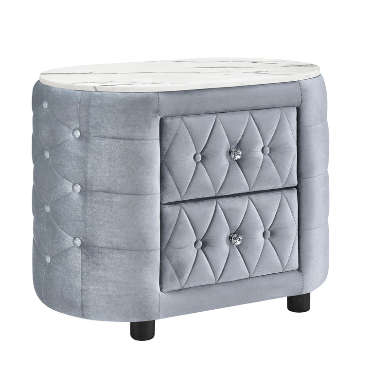 Natalia Gray Upholstered Bedroom Set with TV Lift - Lara FurnitureBedroom Set