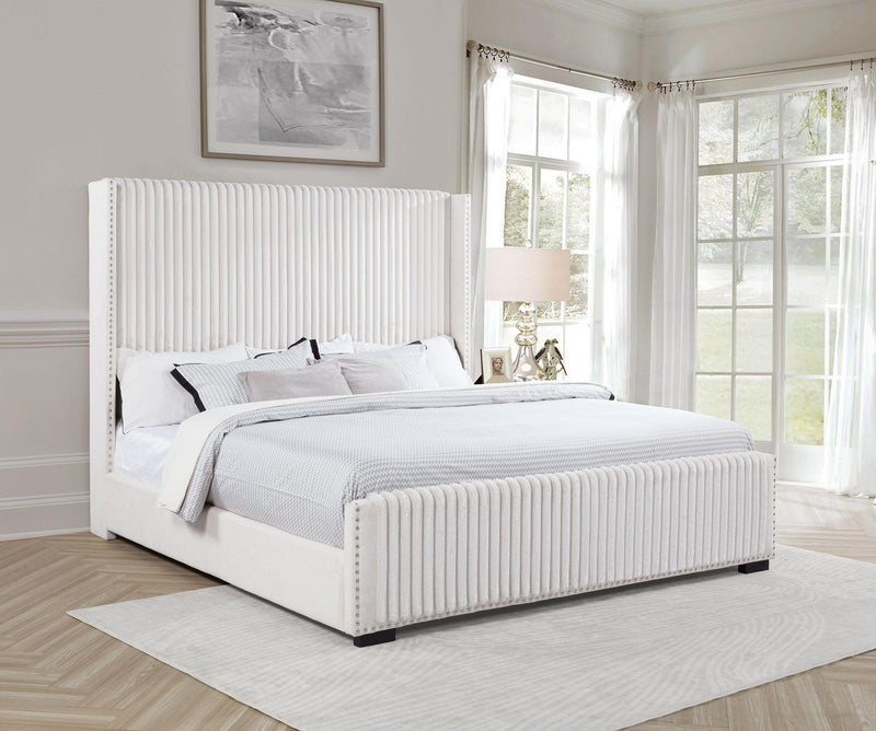 Natasha 65-inch Upholstered California King Bed Cream - 306051KW