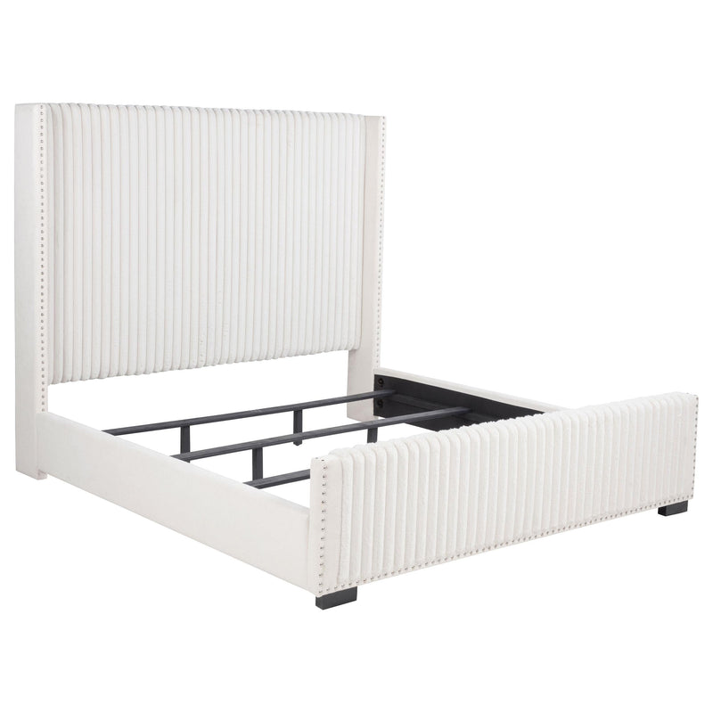 Natasha 65-inch Upholstered Eastern King Wingback Bed Cream - 306051KE